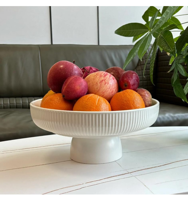 Ceramic Fruit Bowl 11" Decorative Bowl Large Fruit Bowl Kitchen Counter Pedestal