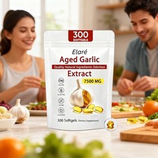 Elare Aged Garlic Extract, 300 Softgels, 7500mg Odorless - Heart & Immune pack 1