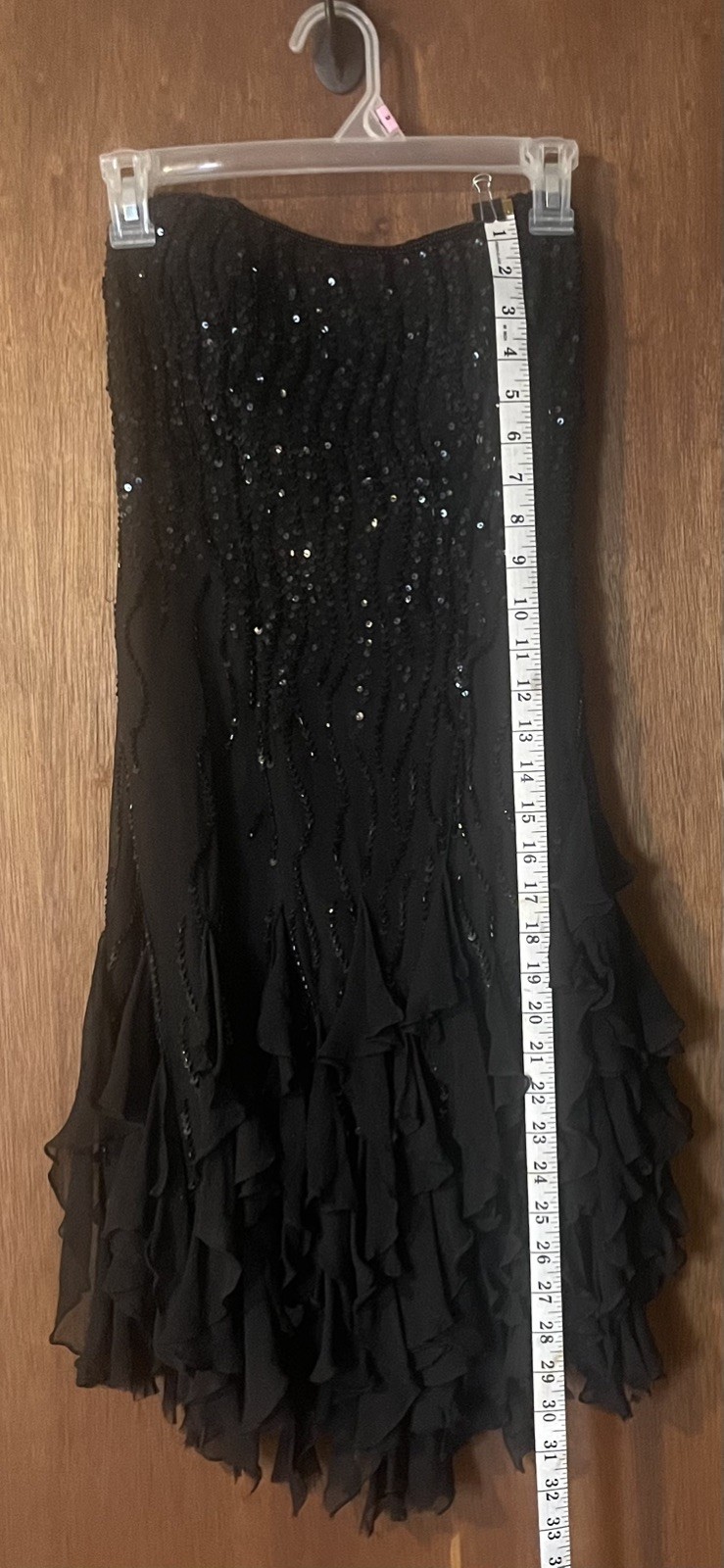 Elegant Black Sequin Dress with tutu frill skirt size XS
