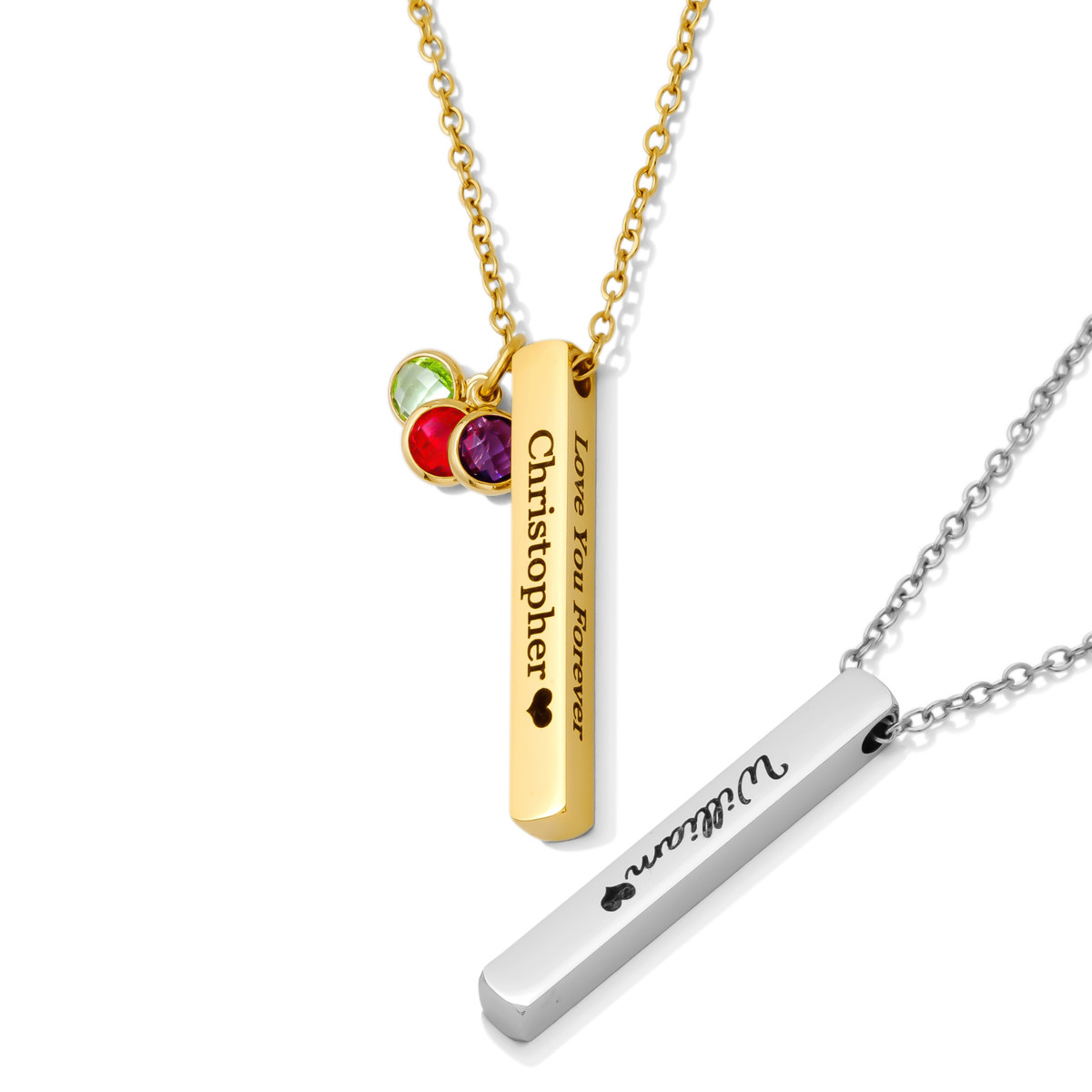 Personalized Name Engraved Bar Necklace for Women/Men