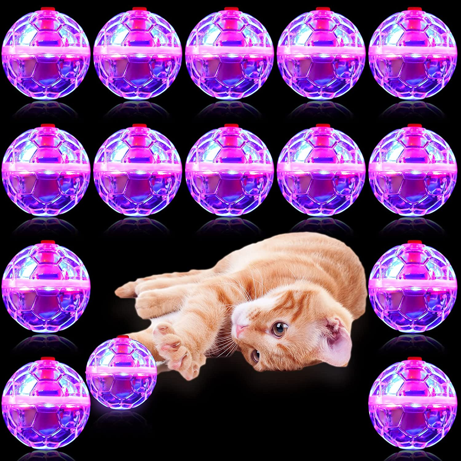 15 Pieces Ghost Hunting Light up Cat Balls Motion Activated Interactive Pet Toy