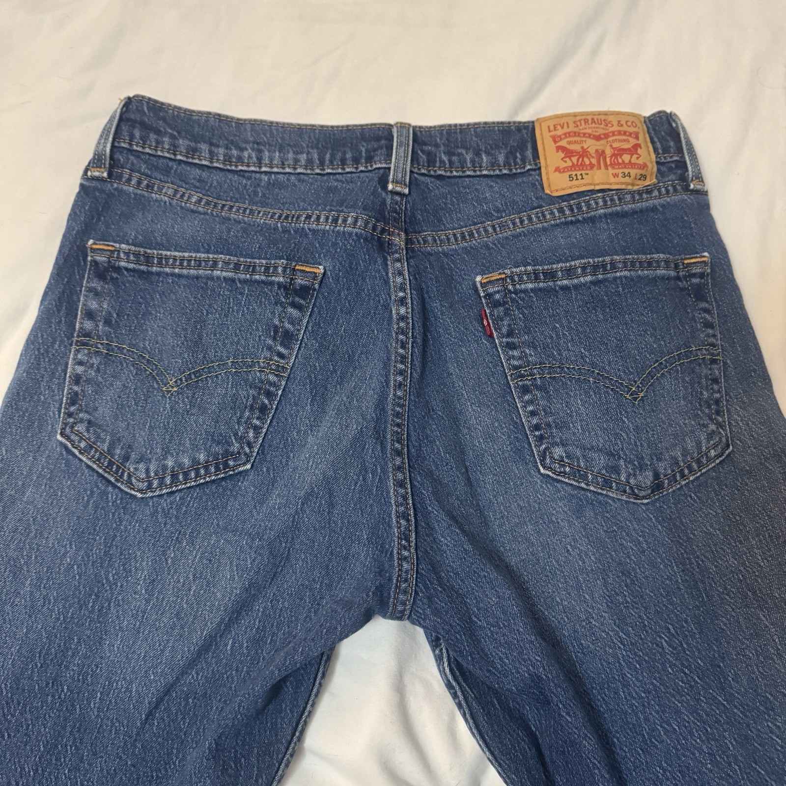 Levis 511 Slim Womens Jeans W34 L29 Medium Blue Wash Vintage Streetwear