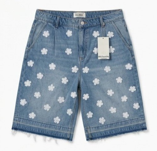 Elkassllc Daisy Embroidered Denim Jorts - Baggy Skater Shorts