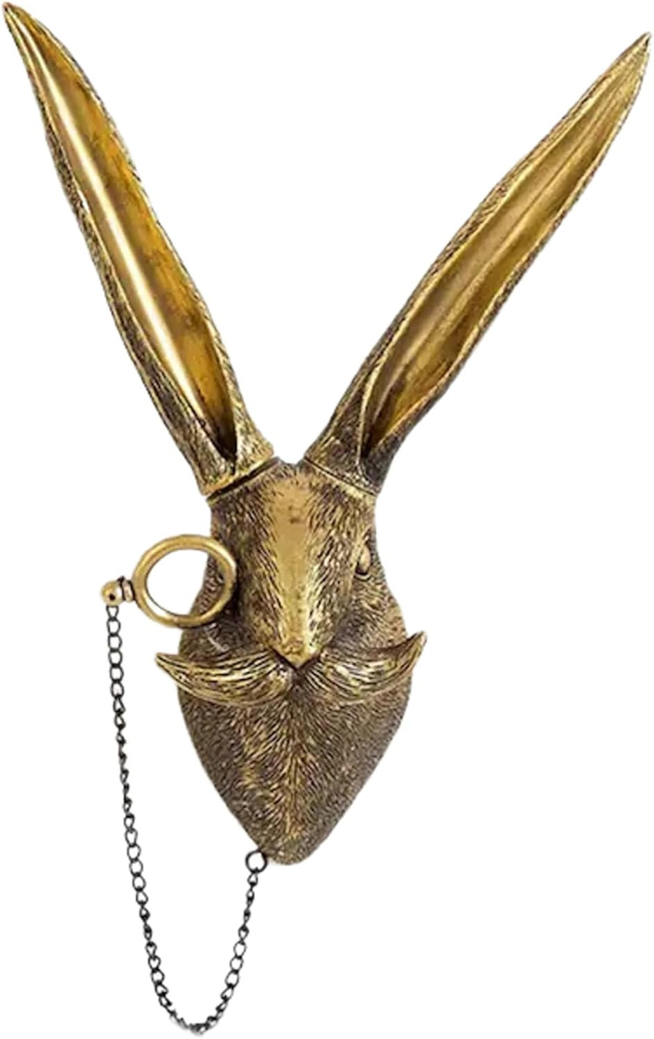 Gold Rabbit Head Wall Sculpture Modern Animal Statue Decor for Living Room
