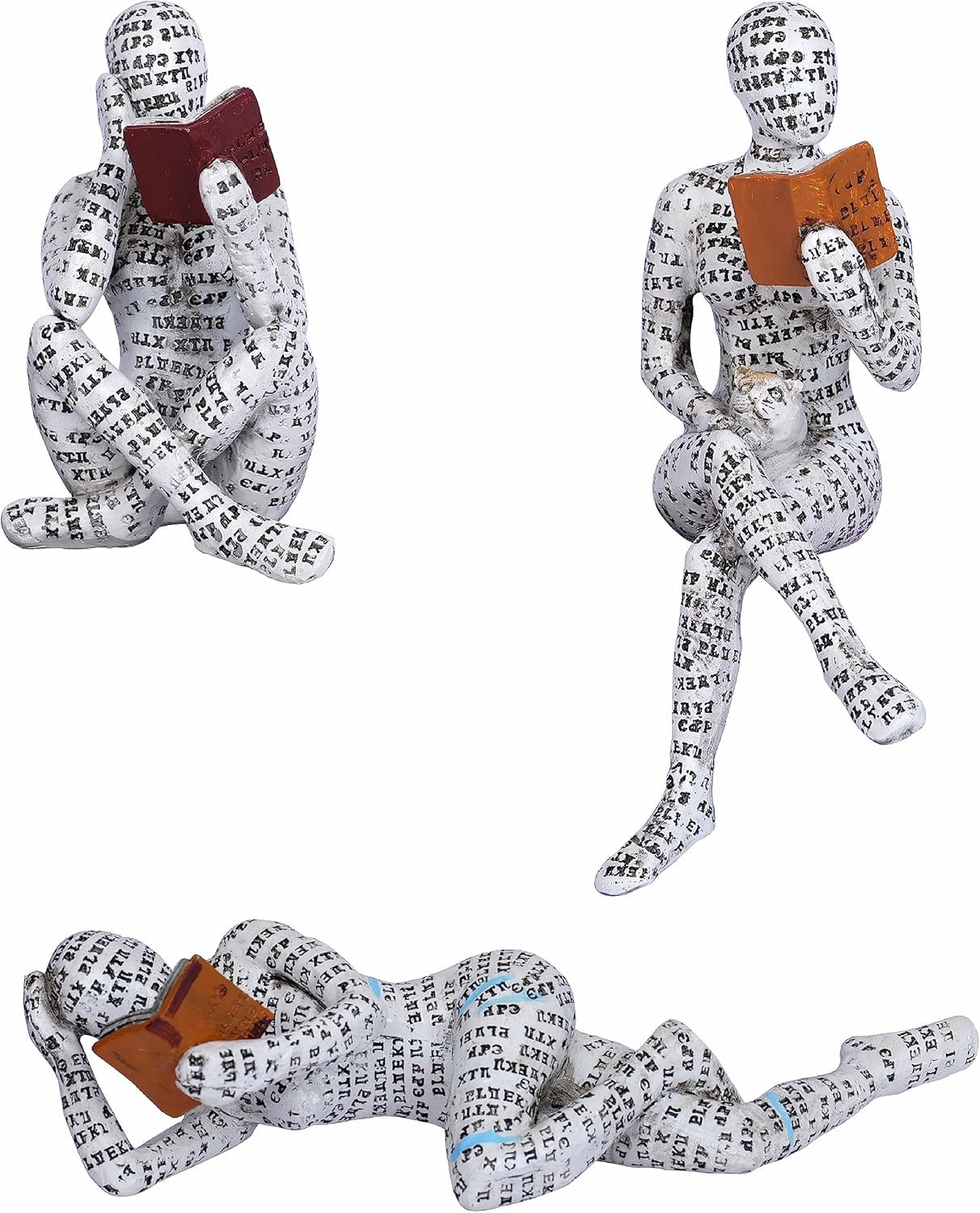 3 Pieces Pulp Reading Women Figurine Thinker Statue Decor Modern Figurines Abstr