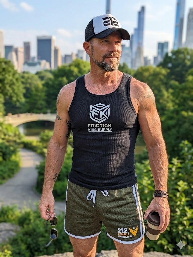 212 Apparel Clinton Collection Ribbed Tank Tp "FRICTION KING SUPPLY" logo Cotton