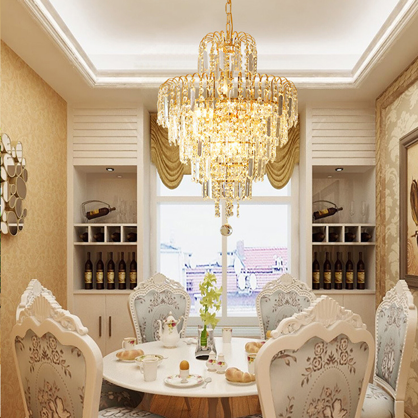 Classic Luxury Crystal Ceiling Lamp Chandelier Pendant Hanging Light Fixture