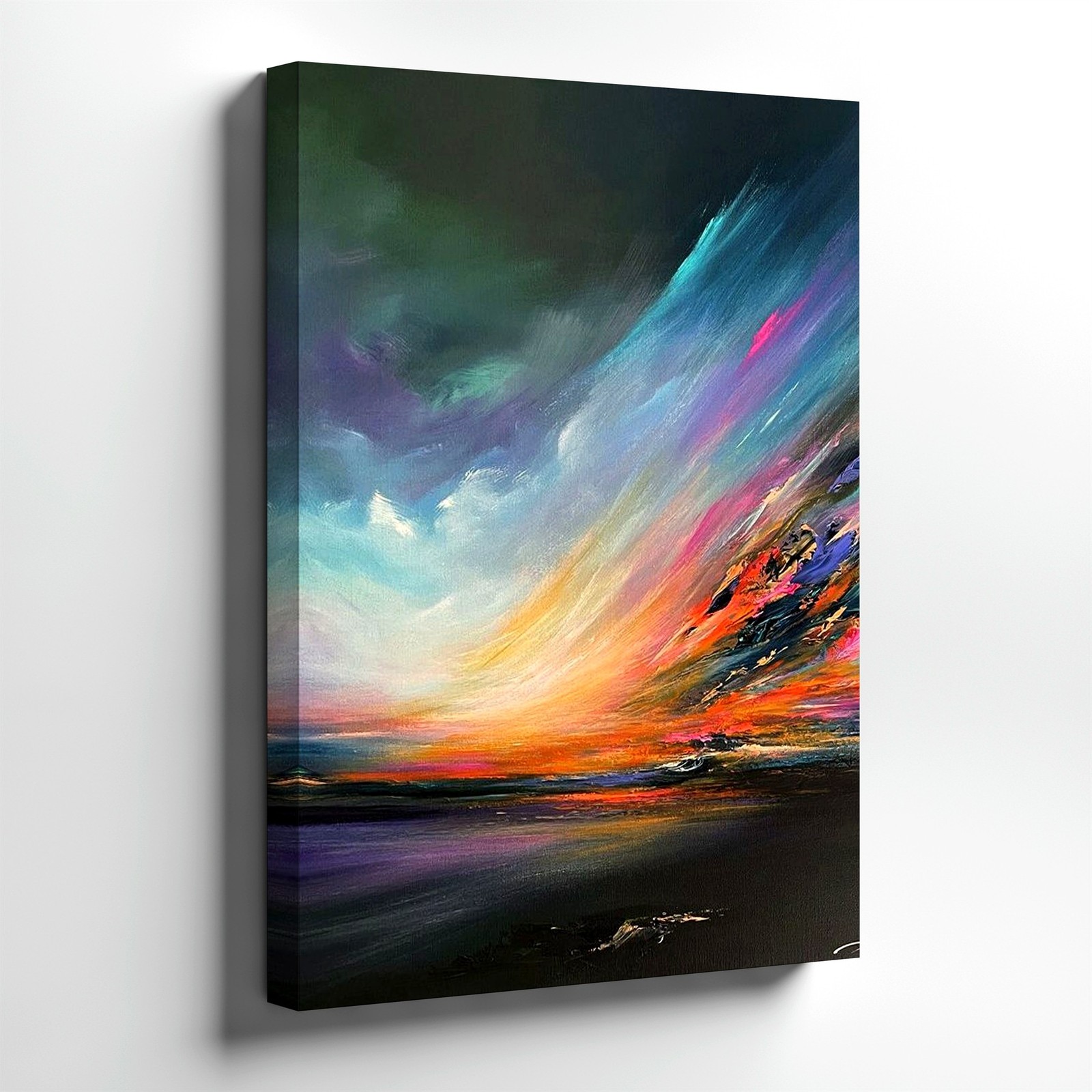 Wall Art Abstract Seascape Sunset Canvas Print Colorful Coastal Landscape Poster