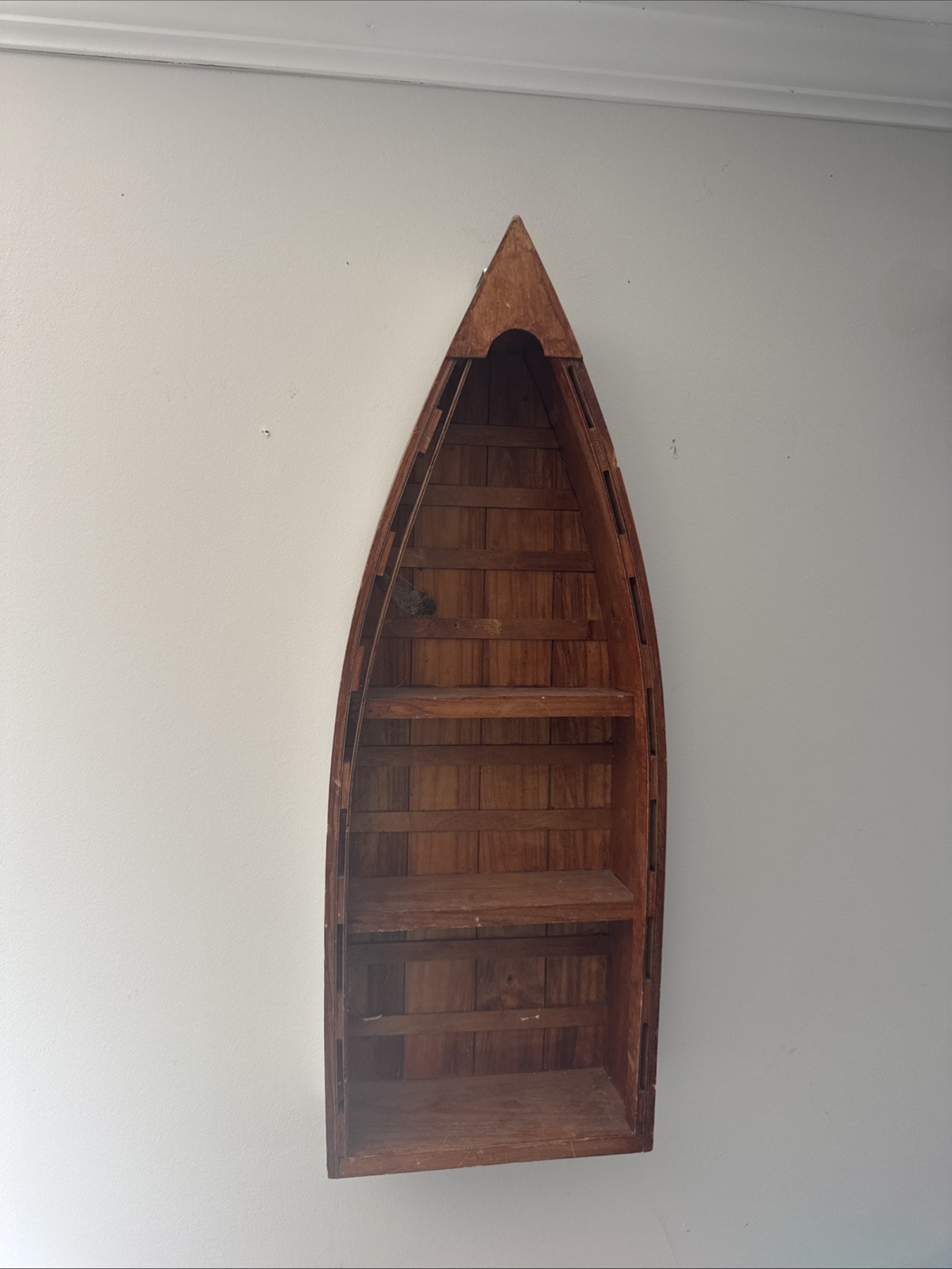 Wooden Boat Curio 3 Shelf Hanging Standing Display Nautical Rustic 27x10x4.5”