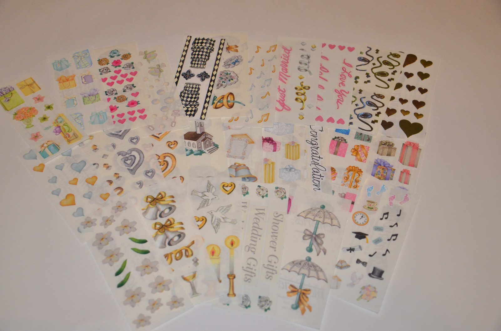 Creative Memories Wedding Stickers Presents, Streamers, Doves, Bubbles