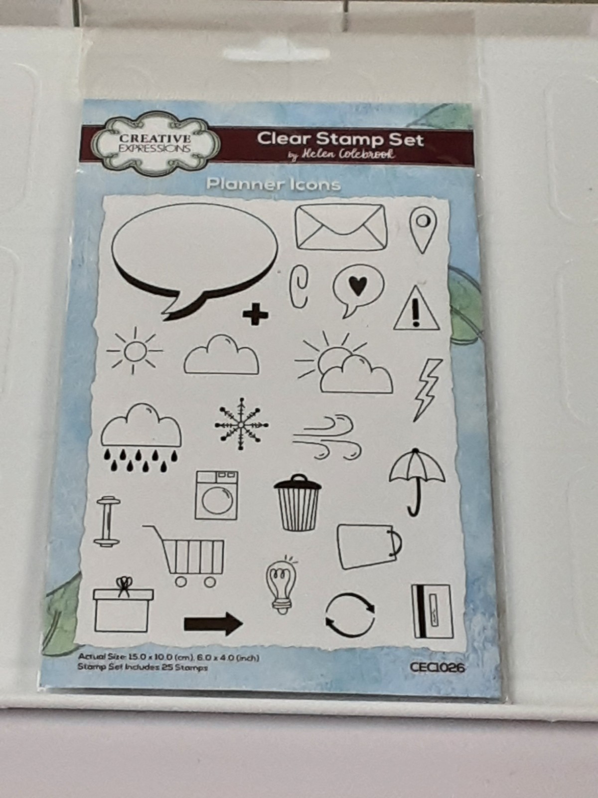 NEW Creative Expressions Planner Icons Stamp Set  25 Clear Stamps Clouds Present