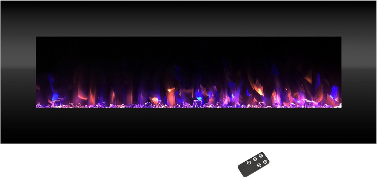 54" Wall Mounted Electric Fireplace with Adjustable LED Flames & Remote Control