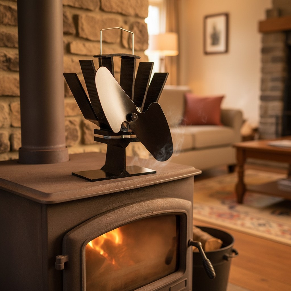 Cordless Mini Stove Fan - Efficient 85 CFM Warm Air Circulation for Cozy Spaces