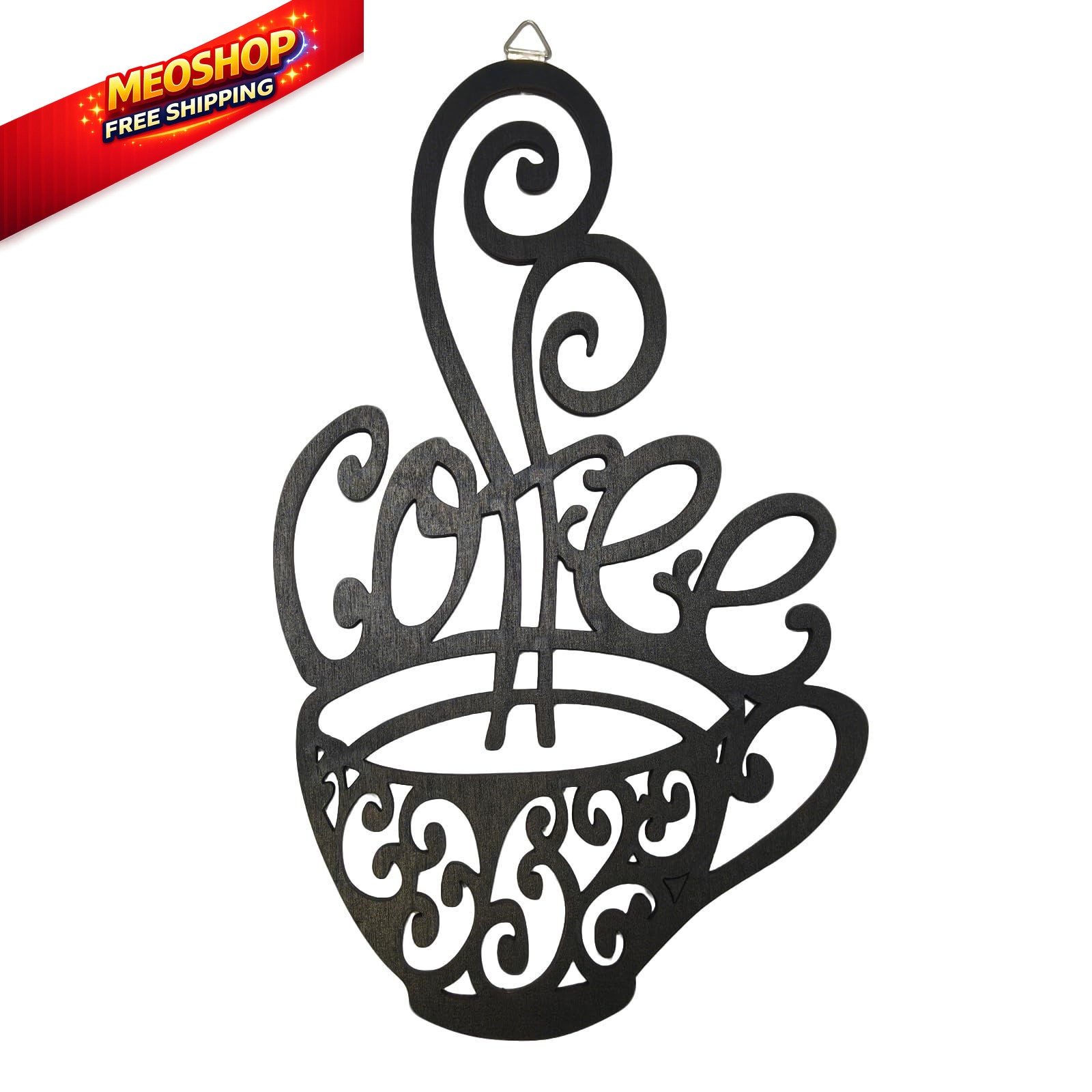 YAFIYGI Coffee Wall Art Black Cup Silhouette for 10"L x 6"W, 