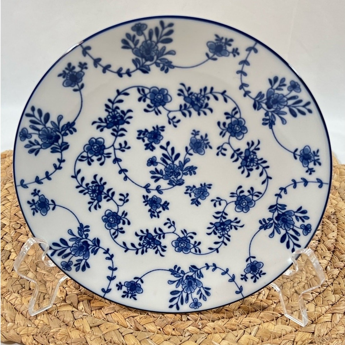 IKEA ENTUSIASM Side Plate Dessert Wall Art patterned blue & white 7" Replacement
