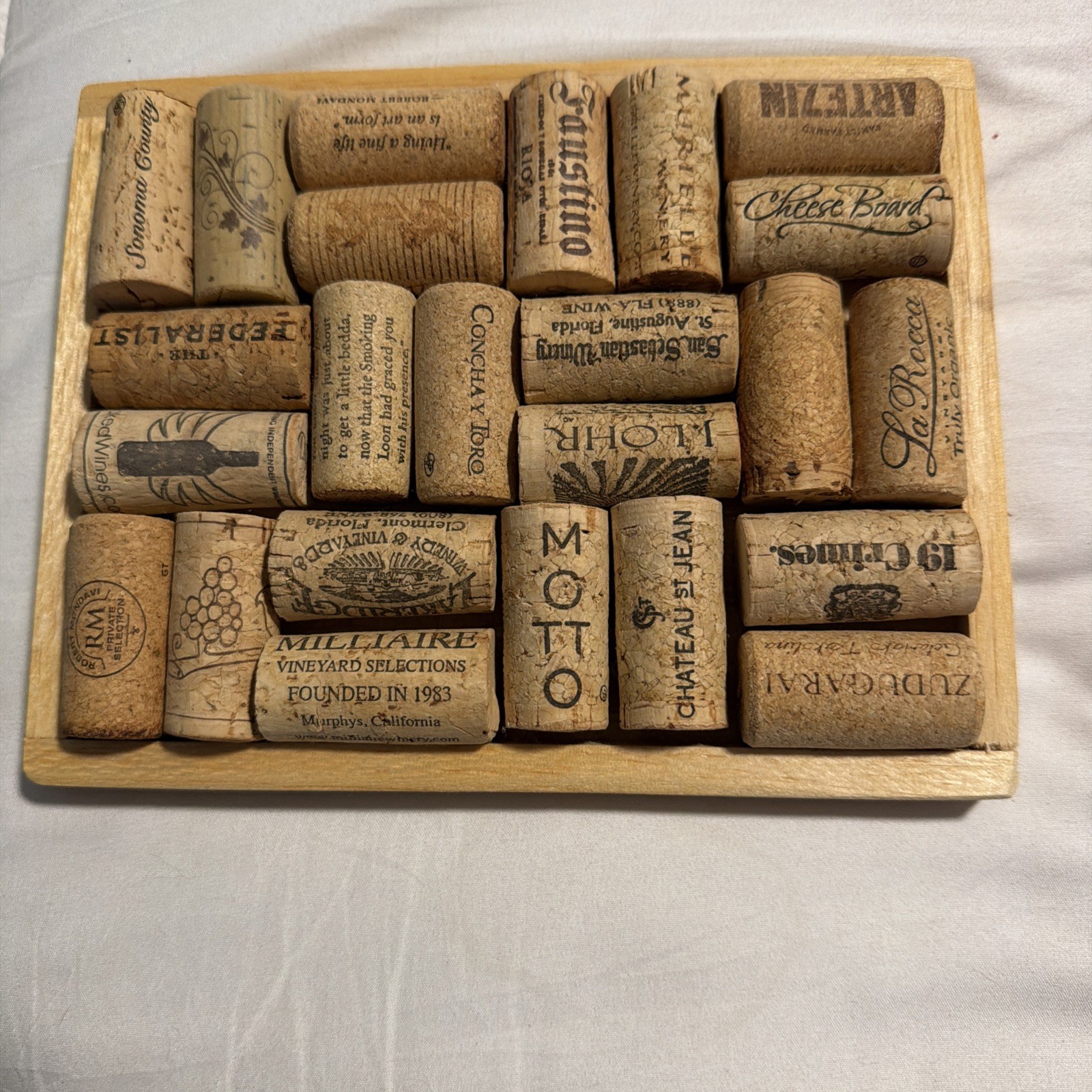 Wine Cork Trivet Potholder / Wall Art - Solid Wood Frame 6”X8”