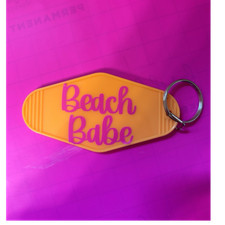 Beach Theme Yellow Pink Key Chain for Women, Plastic Metal Casual Style