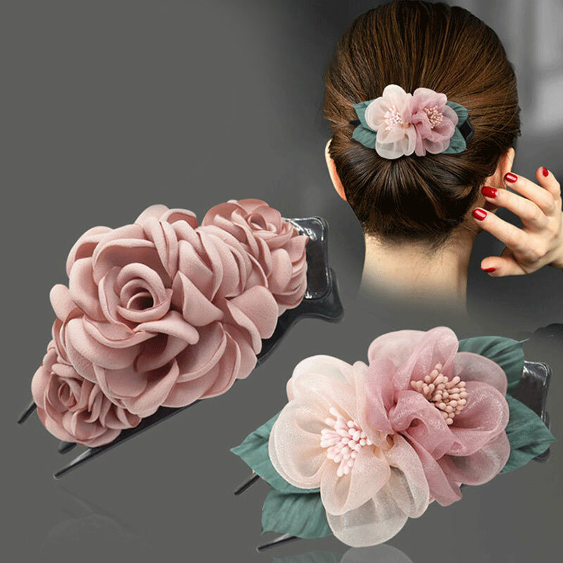 Women Hair Clip Wedding Party Artificial Flower Headdress Hair Claw Fashion▱