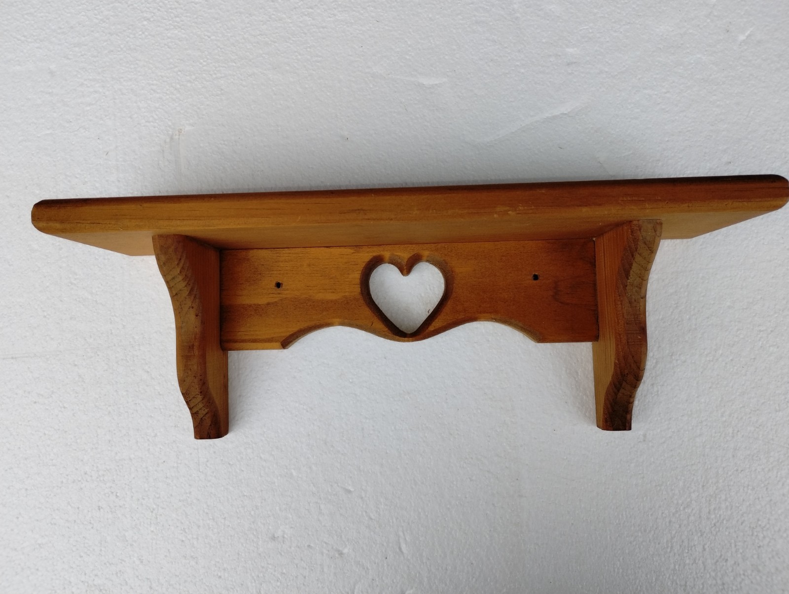 Vintage '80s Wooden Shelf with Heart Cutout Cottage Core Design Home Decor Cozy!