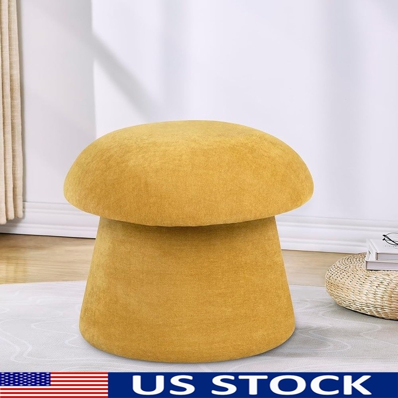 Mushroom Ottoman Stool Chenille Footrest Storage Seat Cozy Home Furniture New