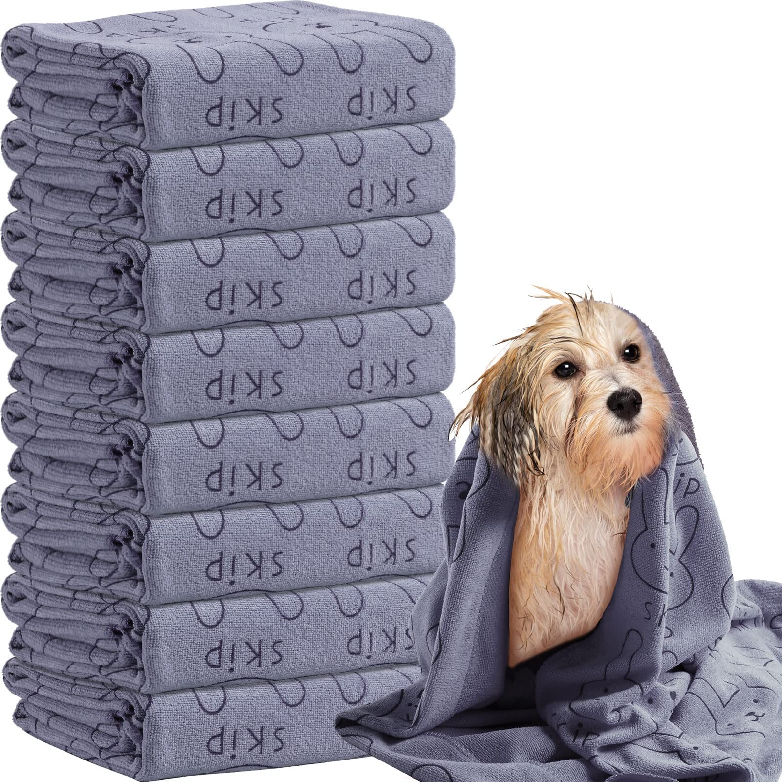 8 Pcs Dog Drying Towels Bulk 55'' x 28'' Pet Grooming Absorbent Microfiber Do...