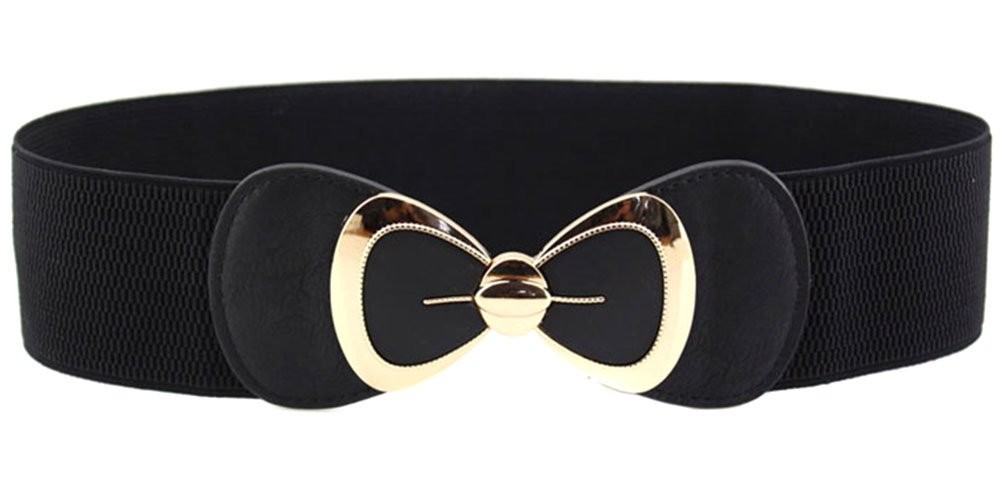 Women's Elegant PU Bowknot Stretch Wide Belt Dress Decorative Waistbelts