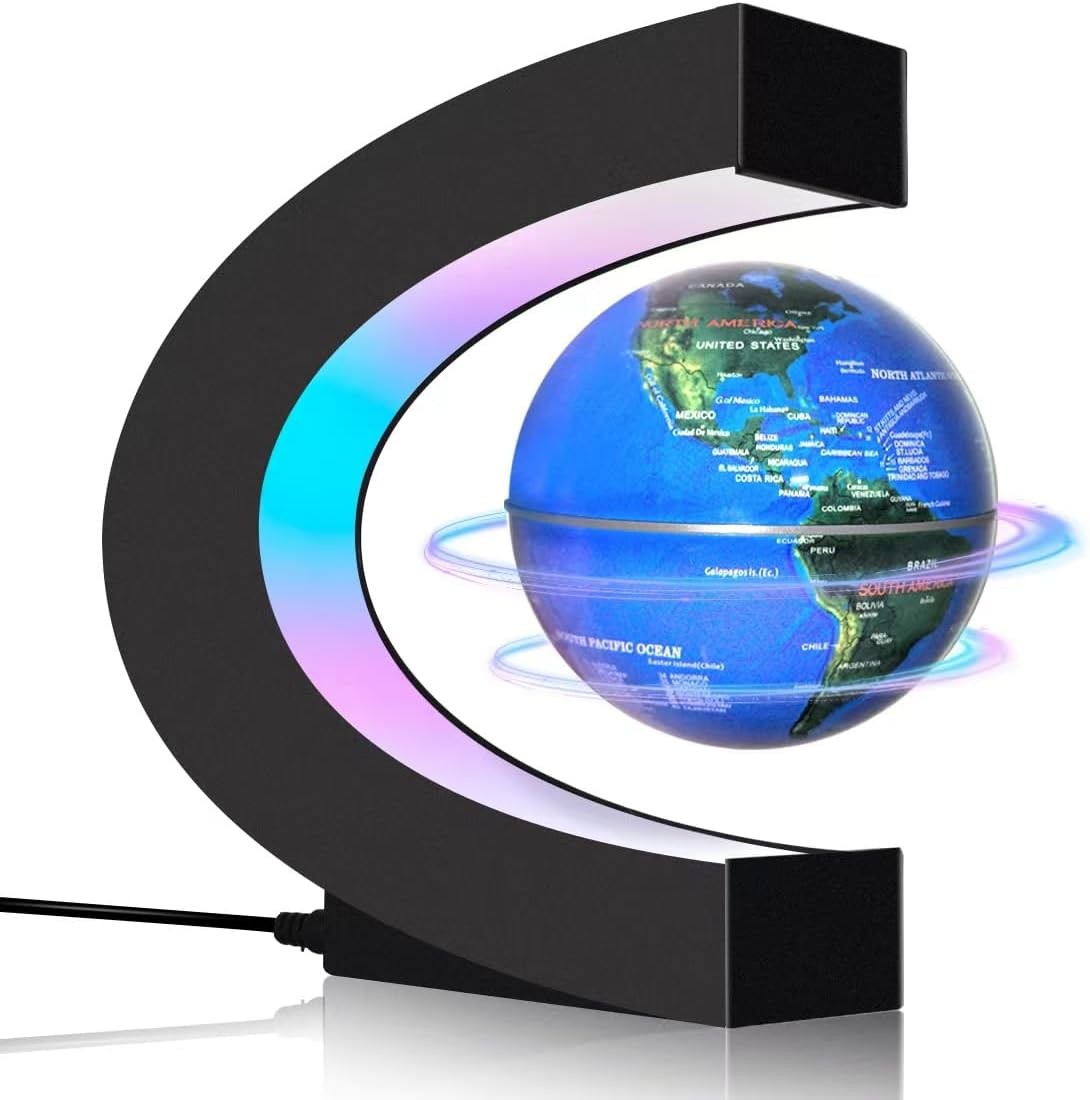 Magnetic Levitating Floating Globe with LED Lights, Cool Tech Gadgets C Blue 