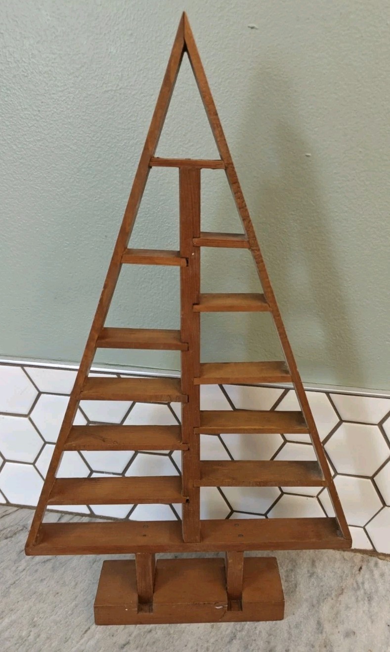 Vintage Wood Shelf Pine Tree Wall Art Decor Home Display Knickknack cottagecore 