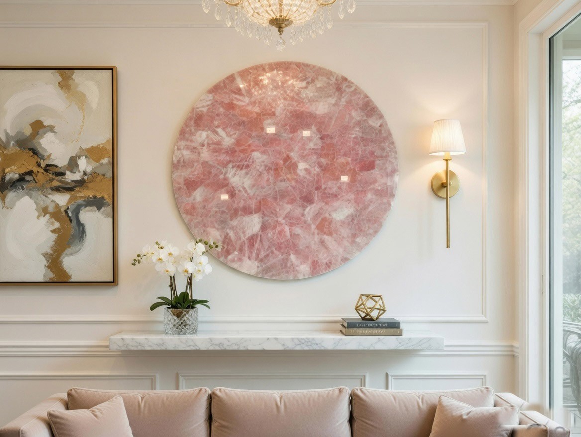 Rose Quartz Wall Panel, Rose Quartz Wall Interior Bathroom, Modern Interior Deco