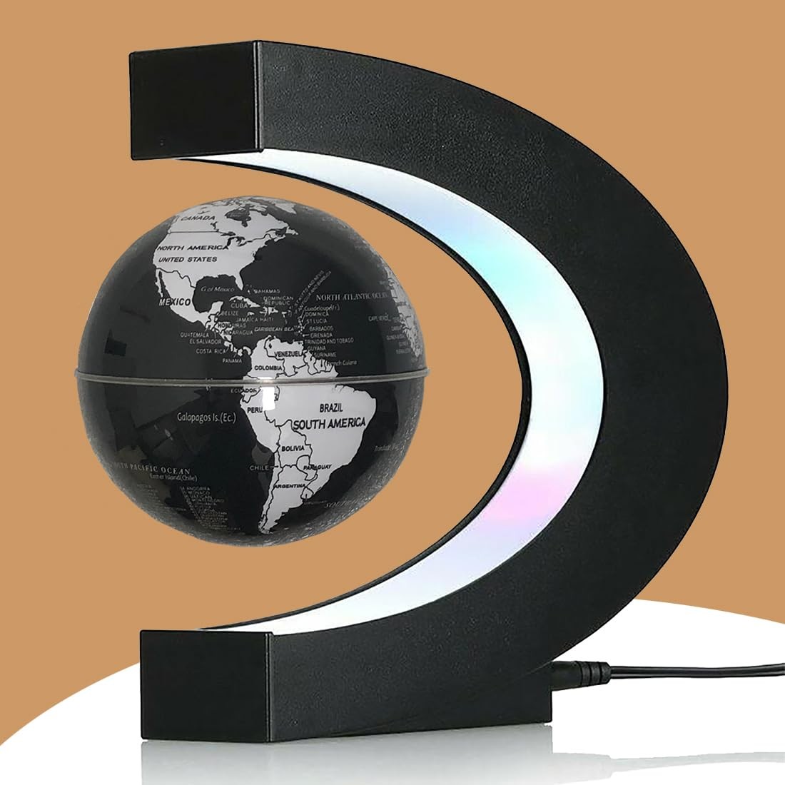RTOSY Magnetic Levitation Floating Globe with LED Light, Desk Gadget silver