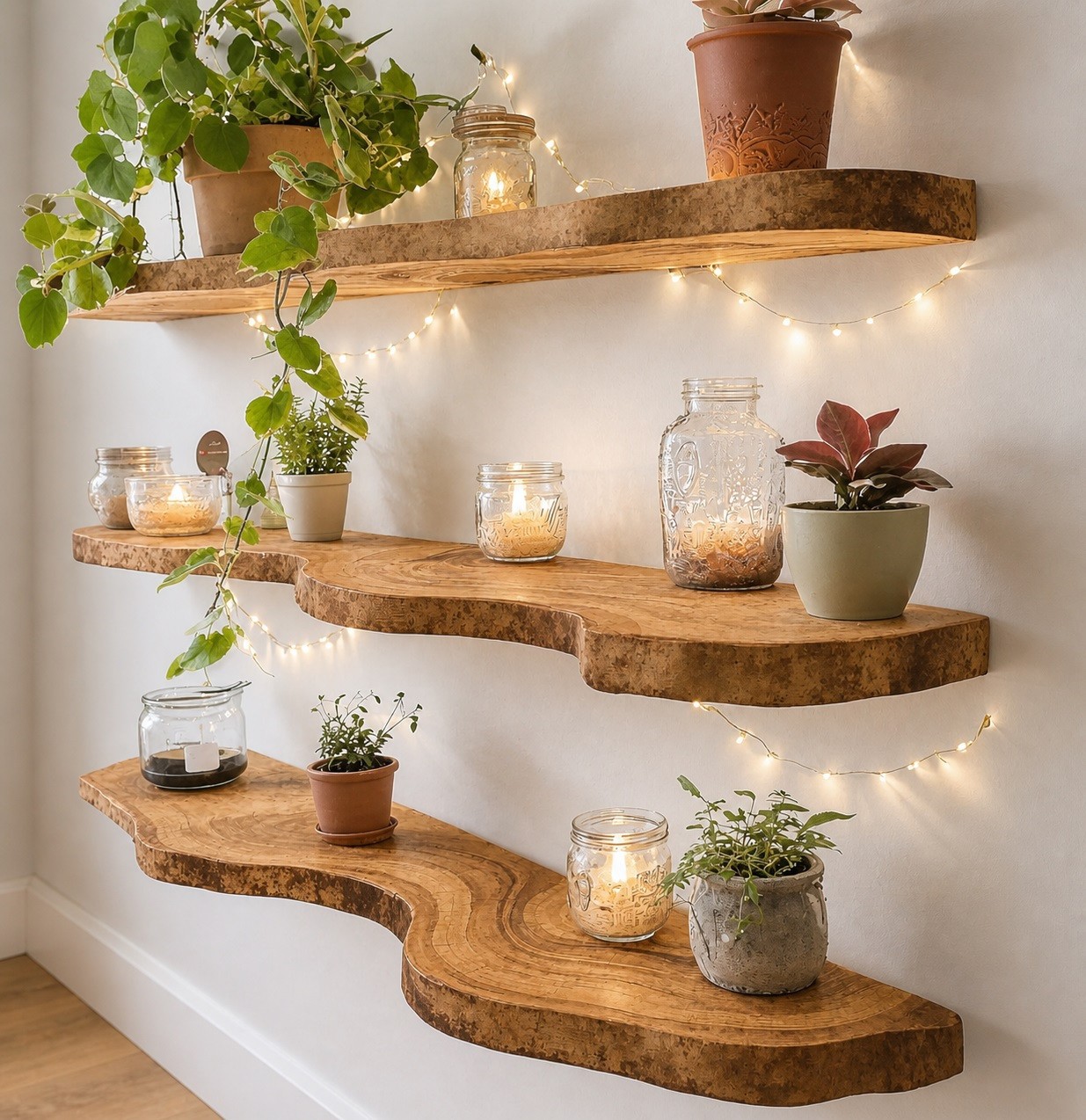 Beautiful shelf live edge floating shelves wood rustic floating home décor shelf