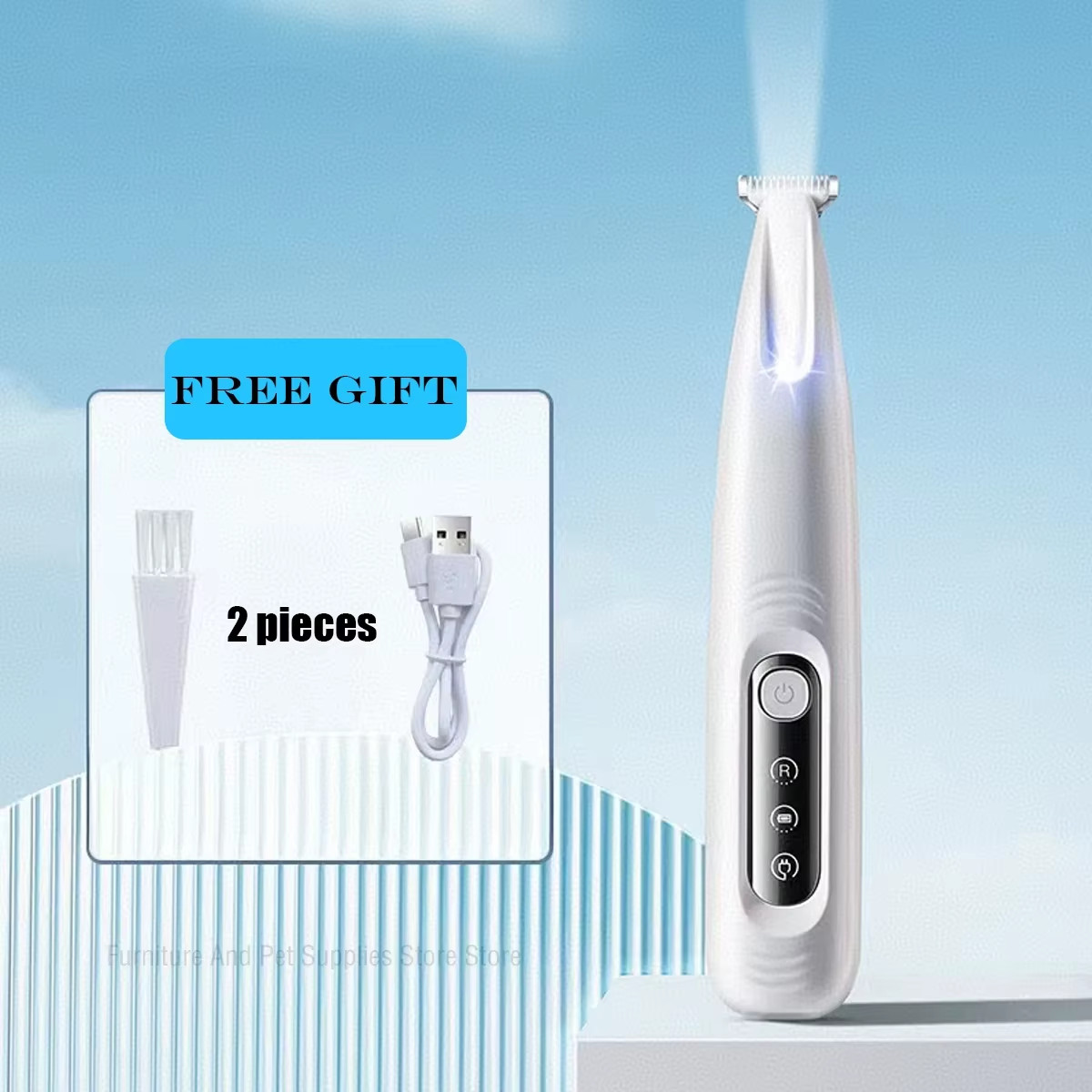 New Dog Paw Trimmer with LED Light Fully Waterproof Pet Hair Trimmer with LED 