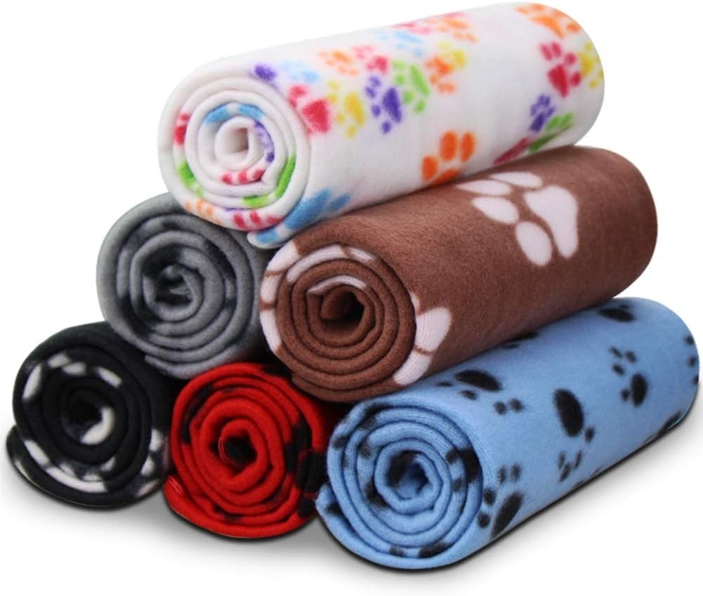Soft Fleece Warm Pet Dogs Cats Puppies Blankets (6 Pack) 24 x 28in