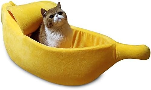 Cozy Banana Shape Pet Soft Plush Bed House for Cats Kittens etc