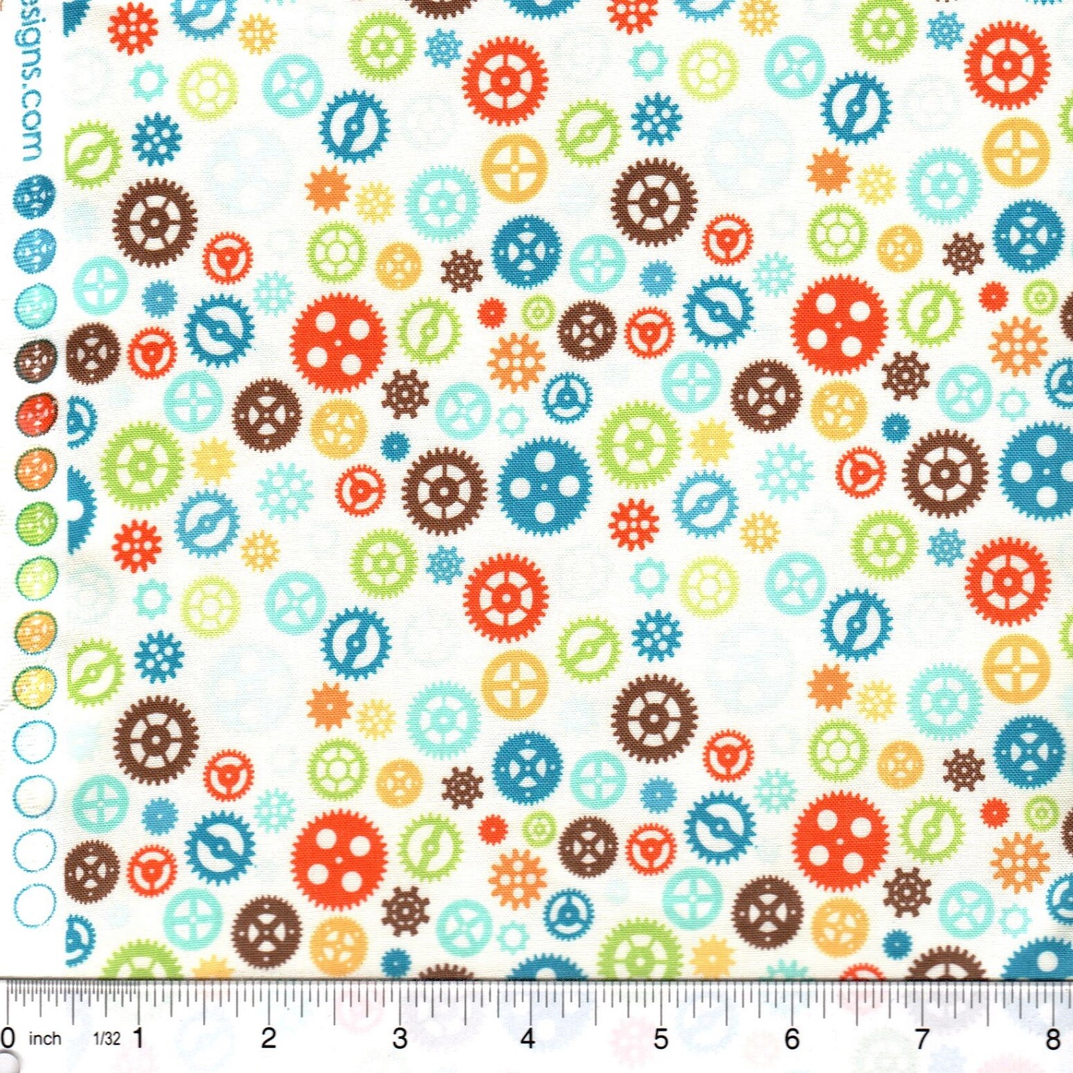 Multi Colored Gears Fun & Games Riley Blake 100% cotton fabric - PICK SIZE
