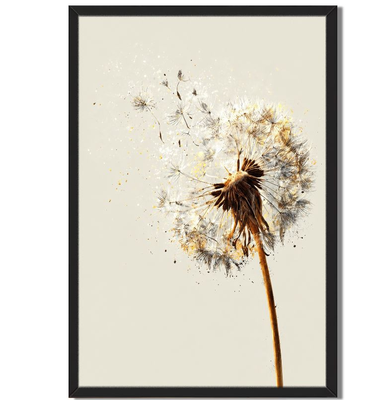 Dandelion Seed Abstract Wall Art Framed Modern Floral Print Home Decor