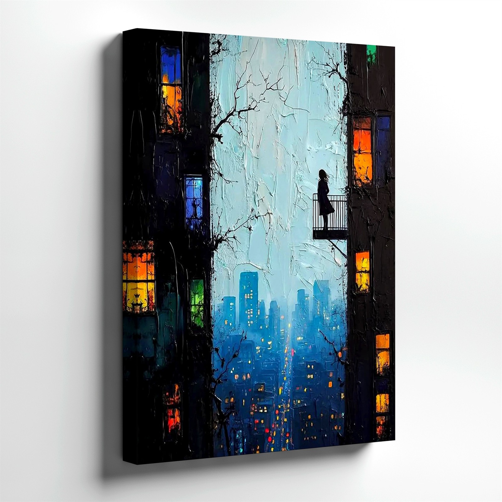 Wall Art Abstract City Street Canvas Print Colorful Urban Taxi Skyline Decor