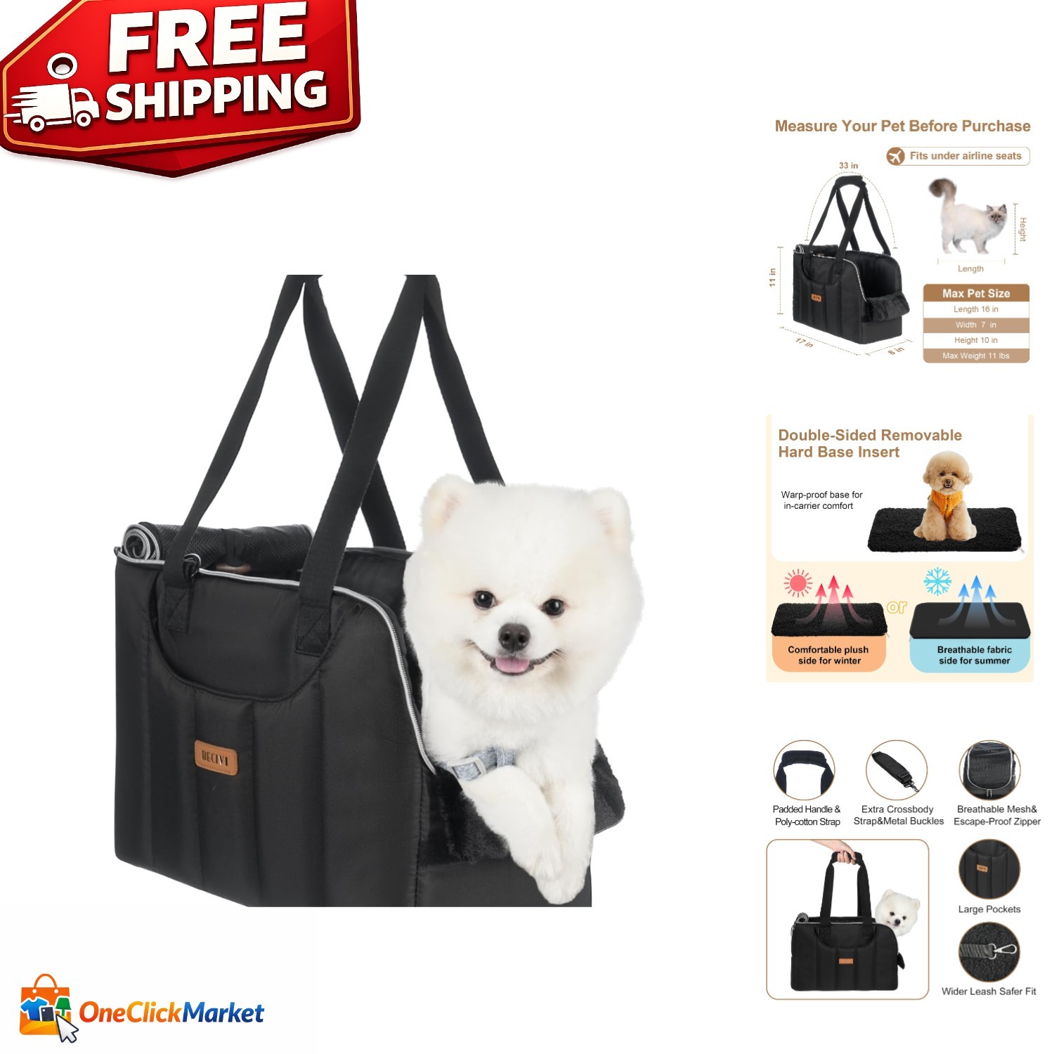 Stylish Crossbody Pet Sling Carrier for Small Dogs & Cats - Perfect for Travel