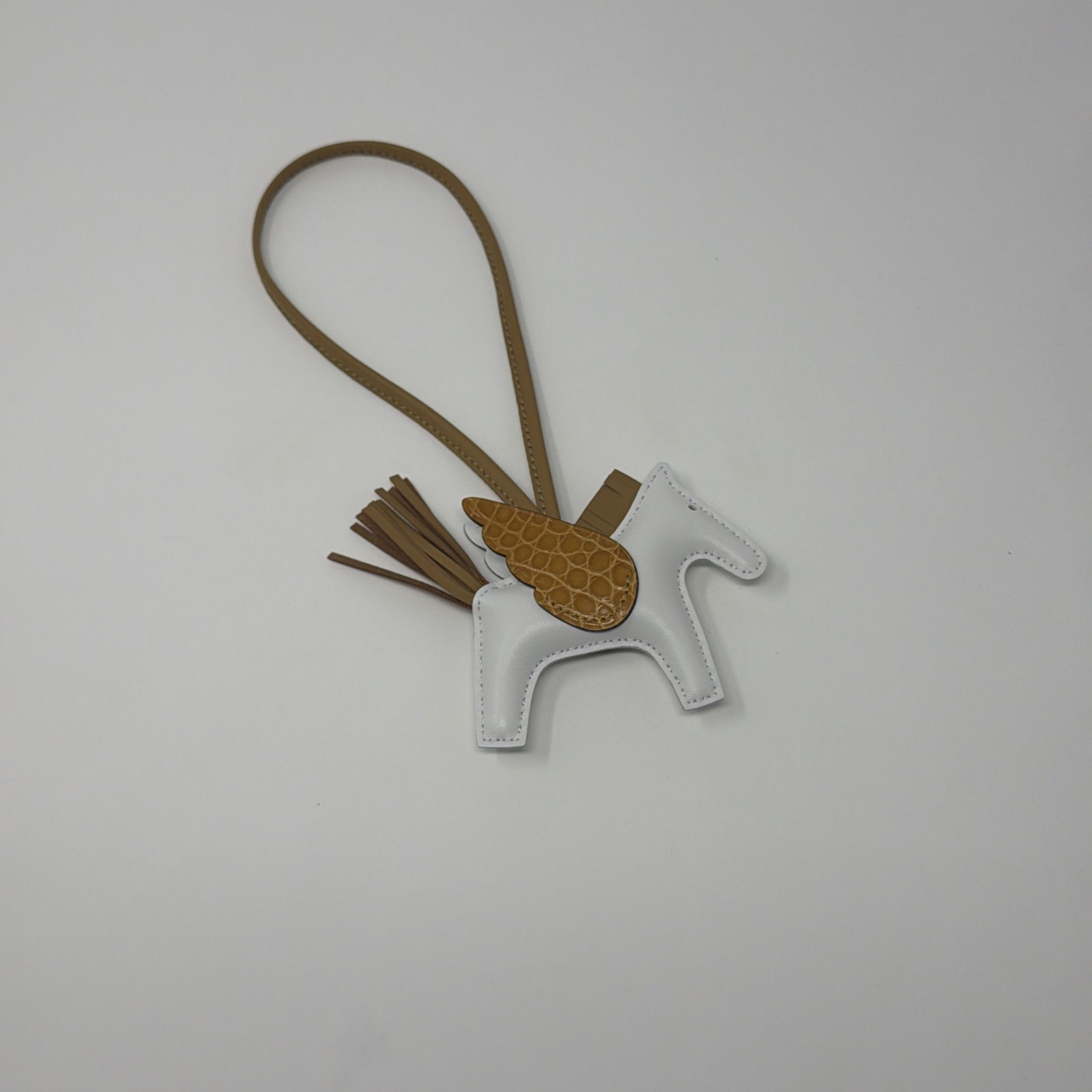Hermes Rodeo Pegasus Bag Charm PM Brown /white Luxury Bag Accessory Lightweight