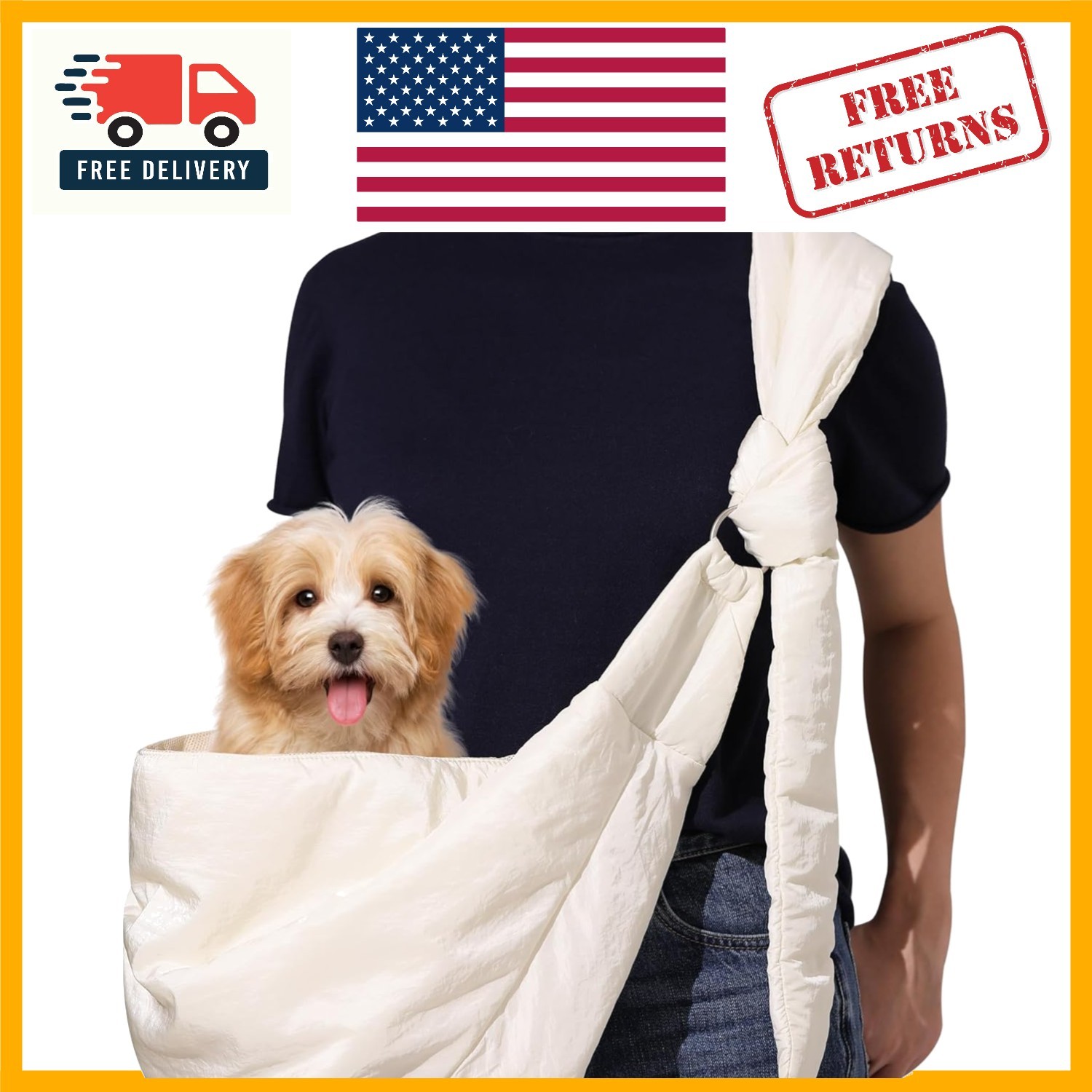 DIY Adjustable Pet Sling Pouch - Stylish Carrier for Small Dogs & Cats 5-12lbs