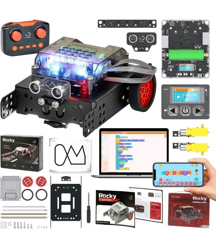 WhalesBot Rocky Smart Robot Car Coding & Remote Control Kit for Kids 8-16, STEM,