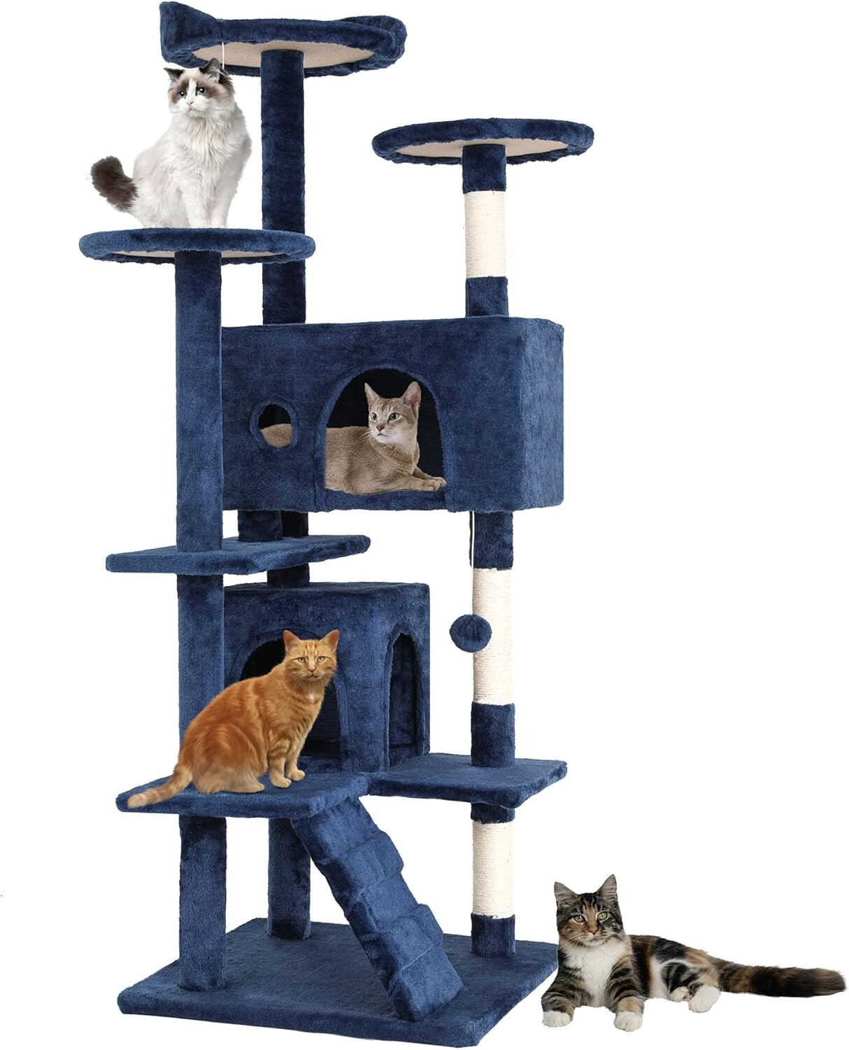 54in Multi-Level Cat Tree Tower Furniture Activity Center with Scratching Posts