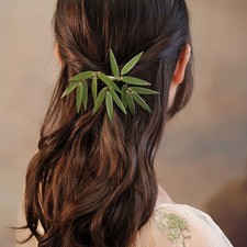 Chinese Bamboo Leaf Hair Clip Women Vintage Style Tea Dress Elegant Accessory