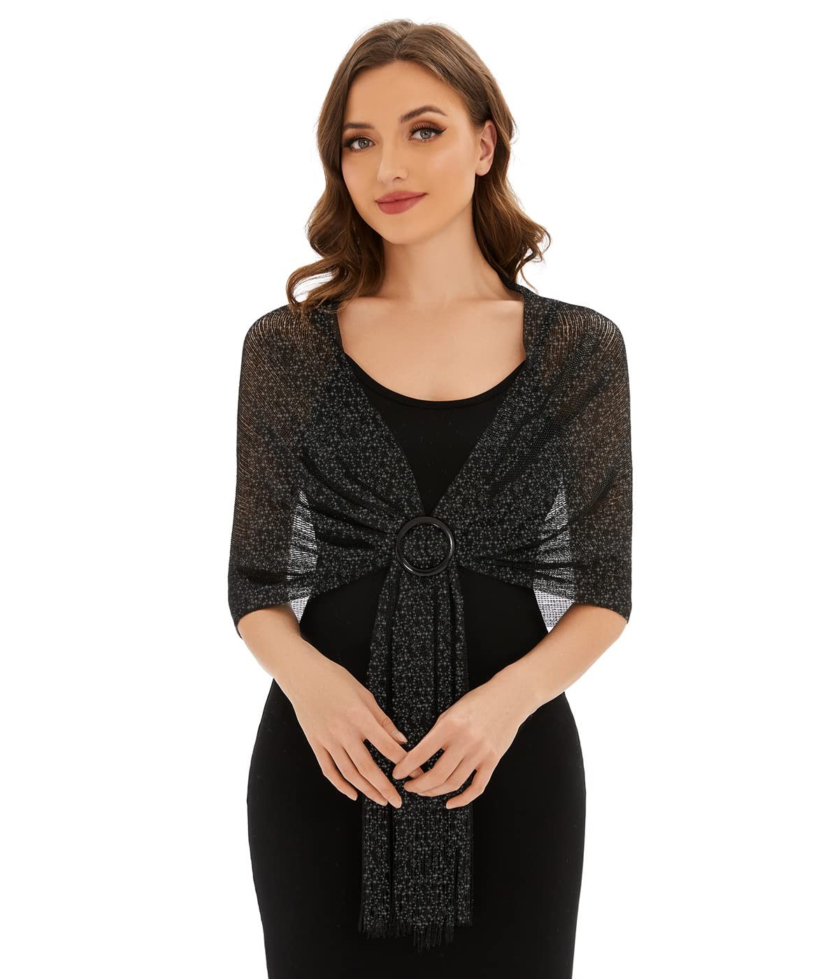 Sparkling Metallic Shawls and Wraps with Buckle for Evening Dresses Party Wed...