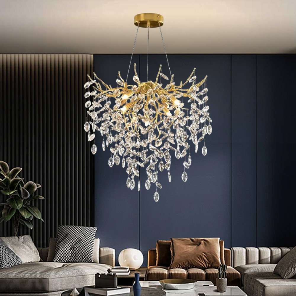 Modern Chandelier Crystal Gold,Luxury Ceiling Lamp Pendant Light Fixtures