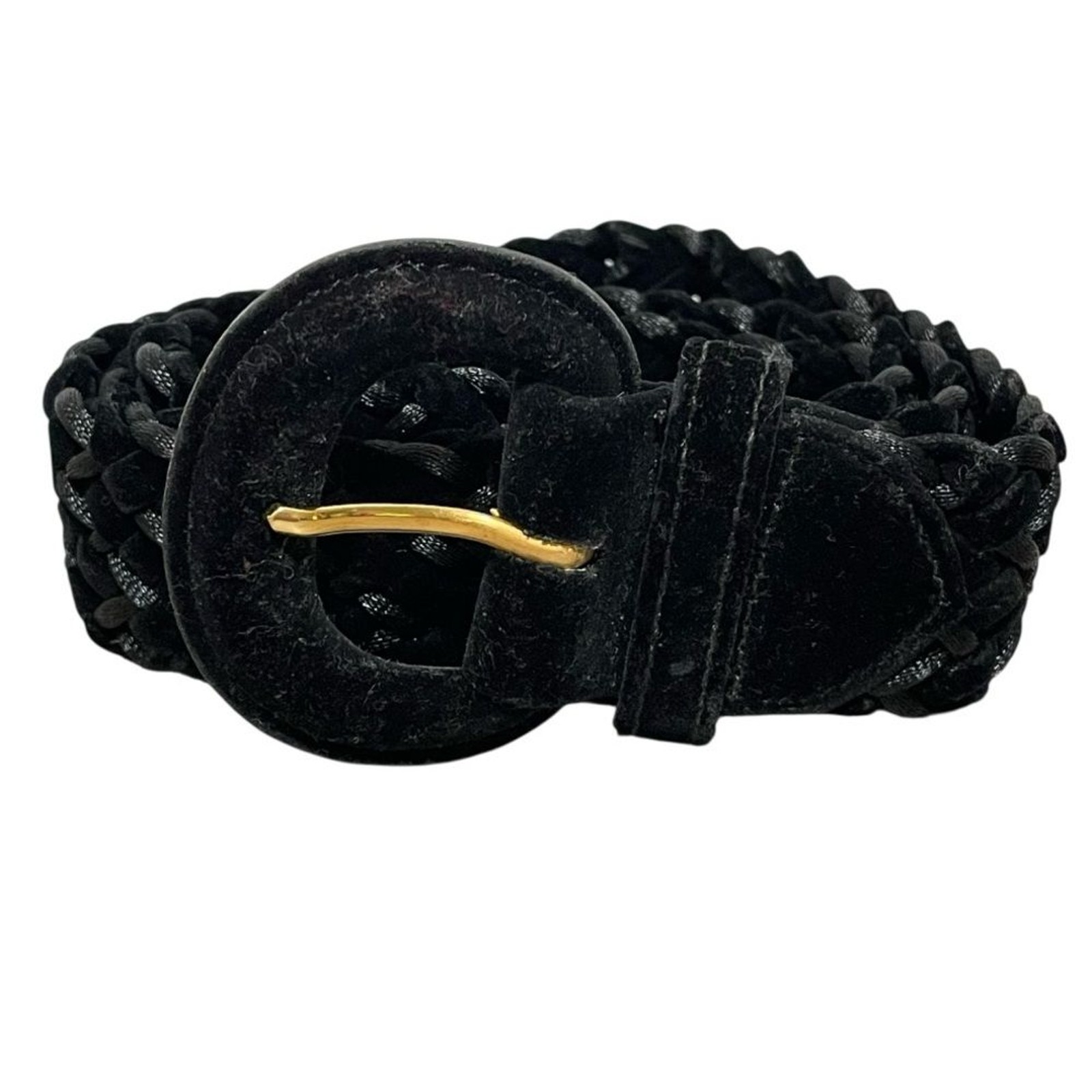 Lord & Taylor Velvet Woven Belt Women M/L Black Dressy Career Formal Vintage