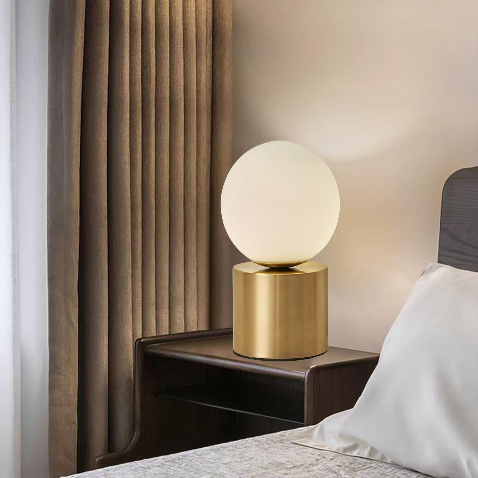Mid Century Modern Table lamp Luxury Gold Bedroom Bedside Night Light White G...