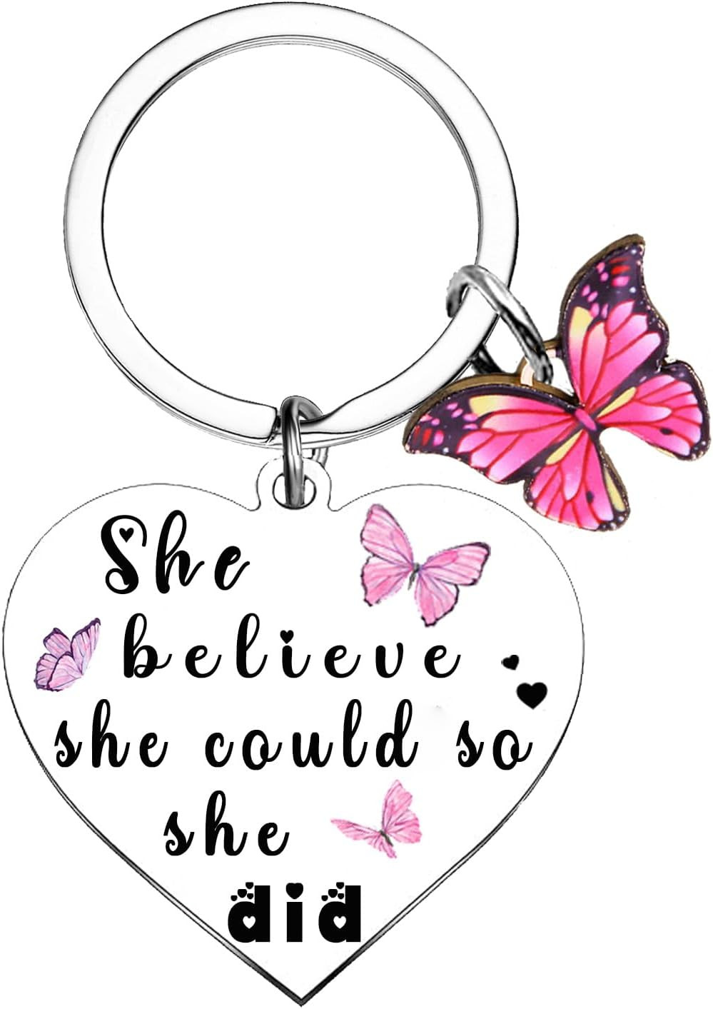 She Believed She Could so She Did Keychain Inspirational Gifts for Women Mom Dau