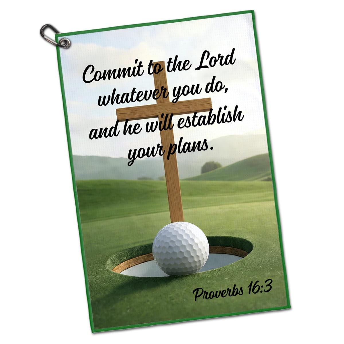 Proverbs 16:3 Golf Towel Multicolor074 With Clip Faith Inspirational Gift