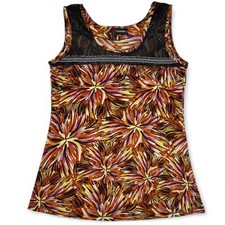 Fashion Floral Mesh Panel Sleeveless Top Womens Size XS, Trendy
